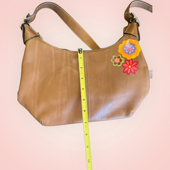 Coach C33-9566 Brown Leather Hobo Hand-Painted Upcycled Retro Floral Bag Art - Picture 10 of 13